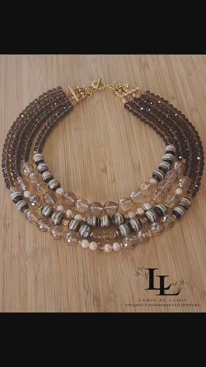 The Roman Holiday Collar: Handcrafted Crystal, Freshwater Pearls & Gold-Plated Separations
