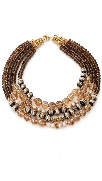 The Roman Holiday Collar: Handcrafted Crystal, Freshwater Pearls & Gold-Plated Separations