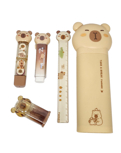 Capybara Stationery Set - All-in-One Desk Essentials [5pcs]