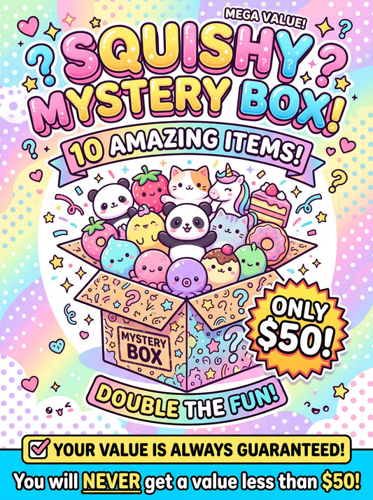 Premium Squishy Mystery Box – 10 Handpicked Squishies (Guaranteed $50+ Value!)