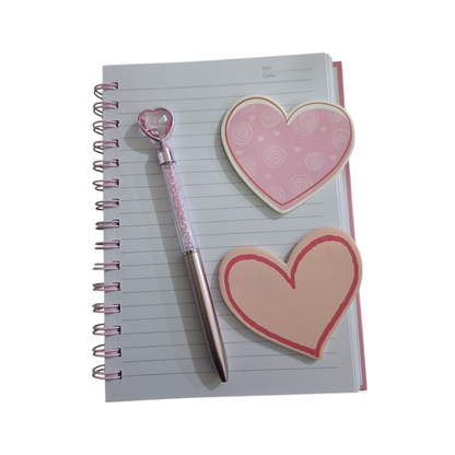 Pretty in Pink: Heart Notebook & Crystal Pen Gift Set
