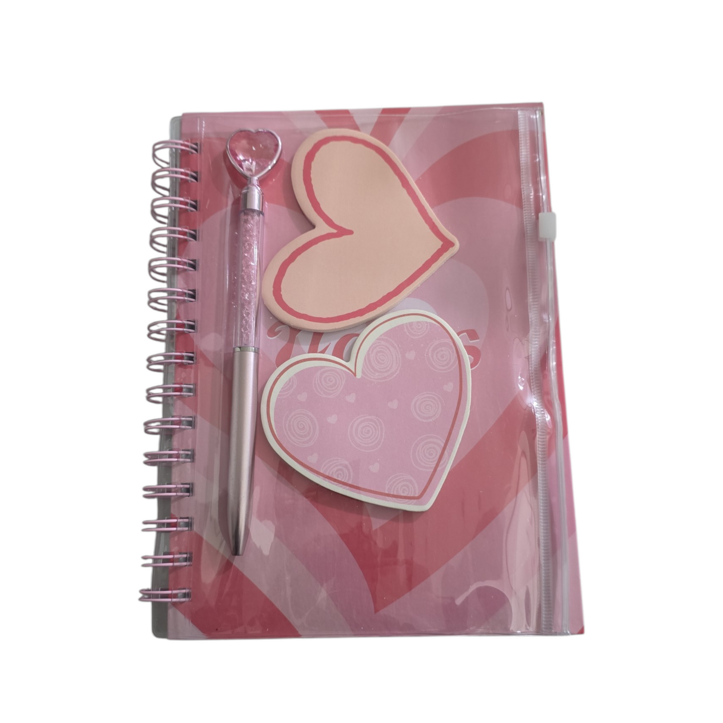 Pretty in Pink: Heart Notebook & Crystal Pen Gift Set